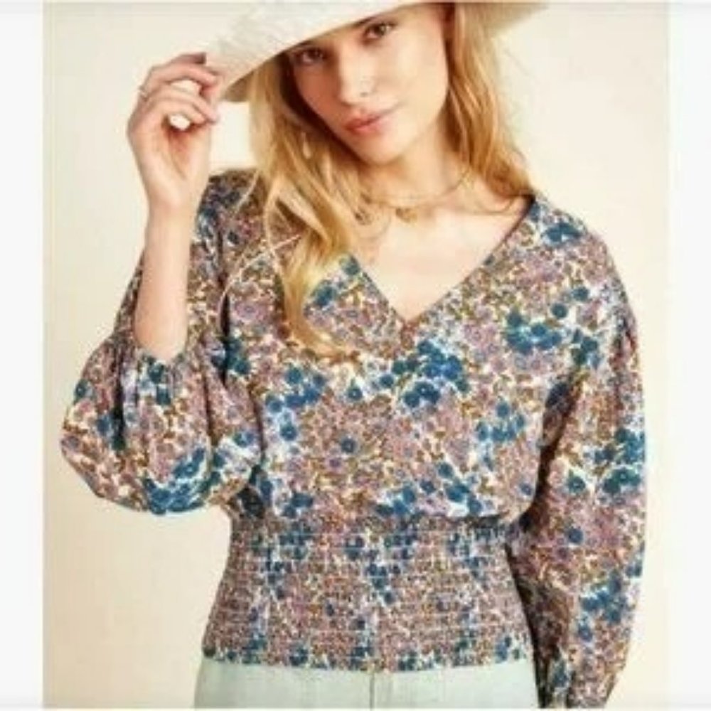 Anthropologie Maeve Odette Smocked Blouse